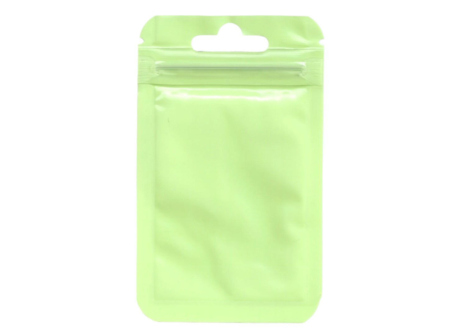 Light green zipper pouch on a white background