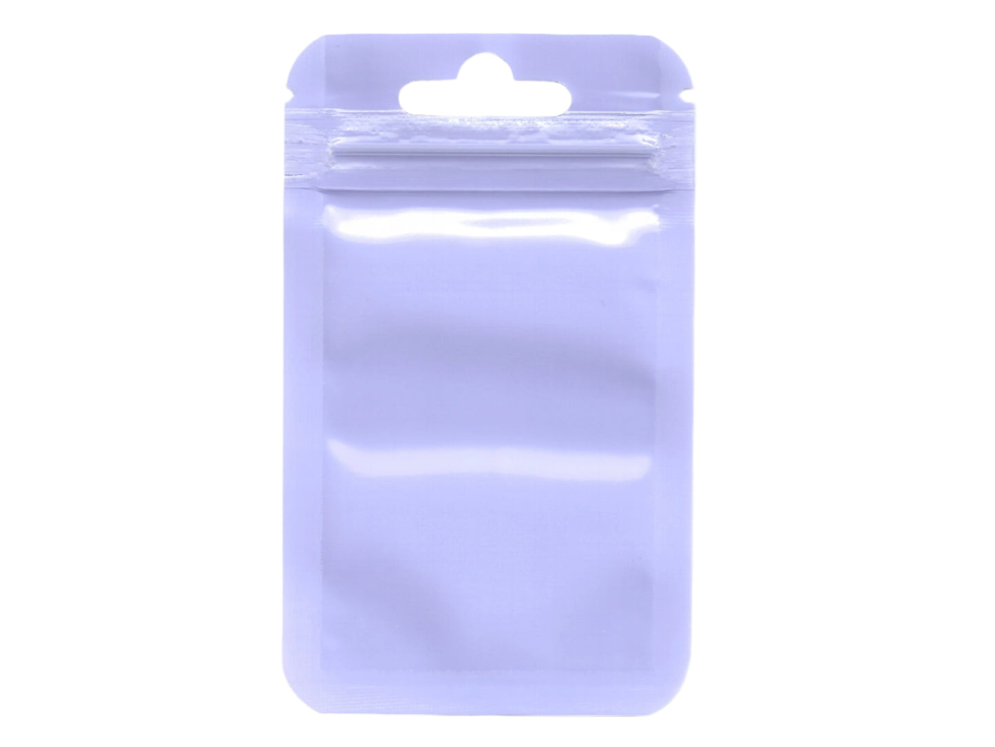 Clear plastic bag with a hanging hole on a white background