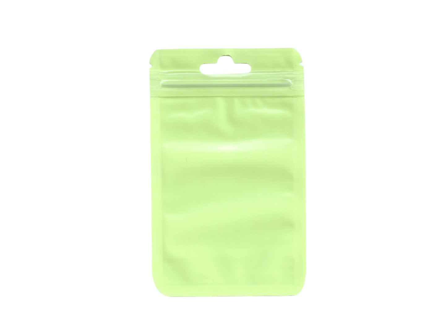 Lime green stand-up pouch on a white background