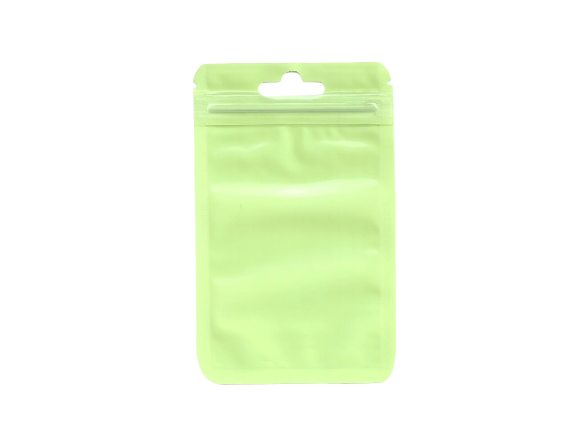 Lime green stand-up pouch on a white background